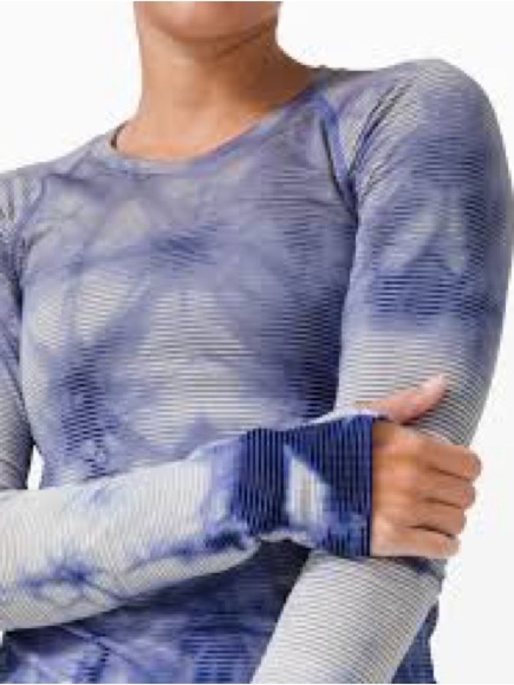Lululemon Swifty Tech Long Sleeve 2.0  Shibori Tie Dye Blue Pattern. Size 6.